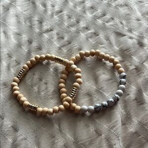 Elegant Beige and White Beaded Bracelets
